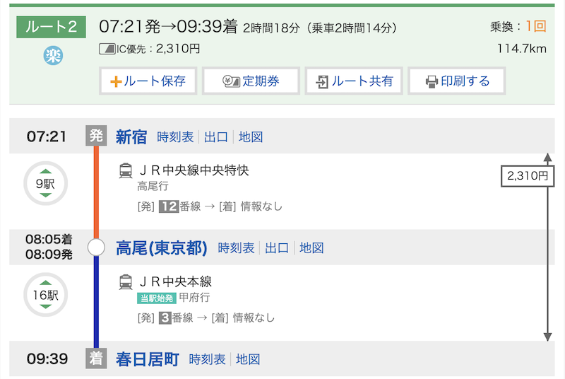 新宿駅から春日井町迄の乗り換え経路