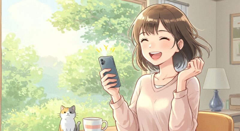 楽天株主優待で喜んでいるイメージ画像