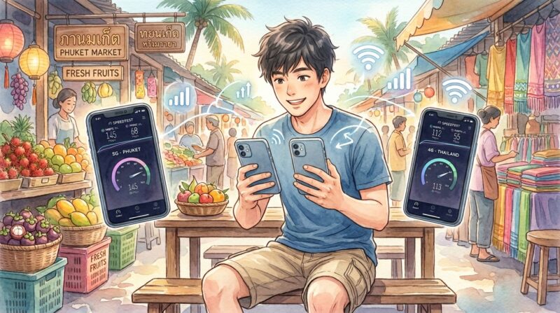 通信速度比較をしているイメージ画像