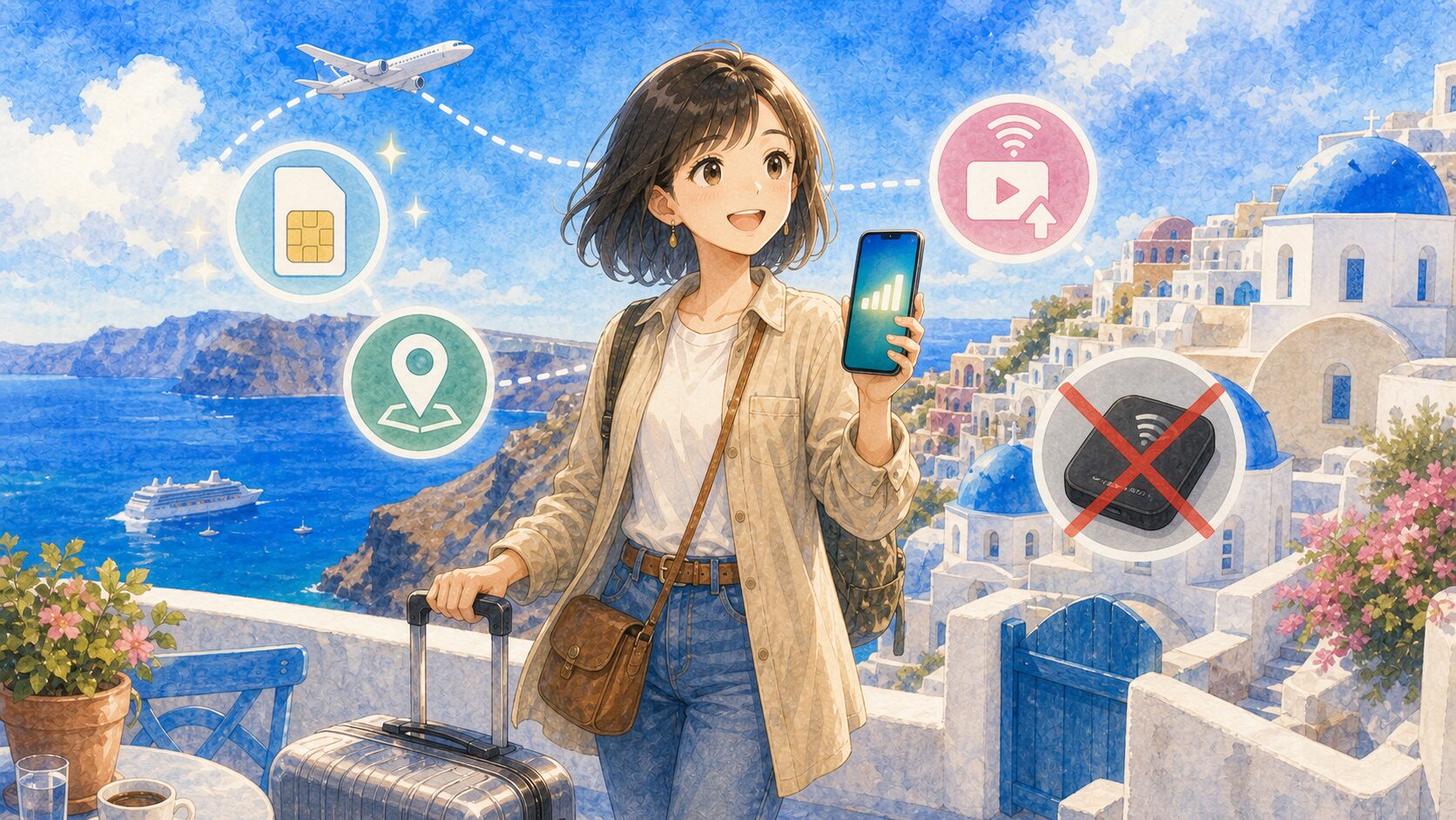 ギリシャ旅行はahamoでポケットWi-Fiなしでも通信できるまとめイメージ