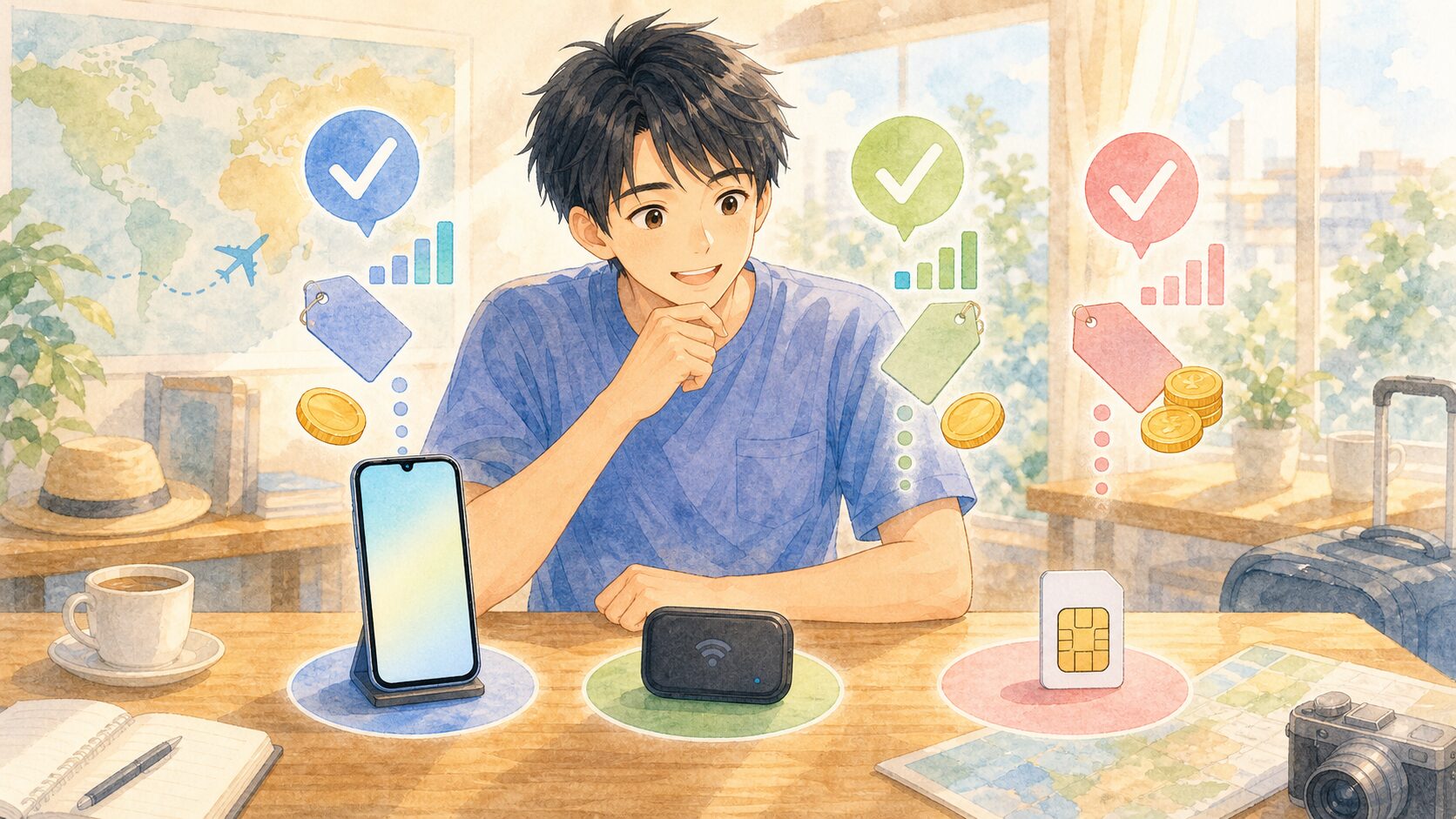 ahamoとポケットWi-Fi・現地SIMの比較
